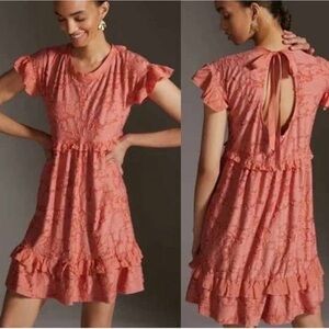 Anthropologie Ruffle Knit Mini Dress
